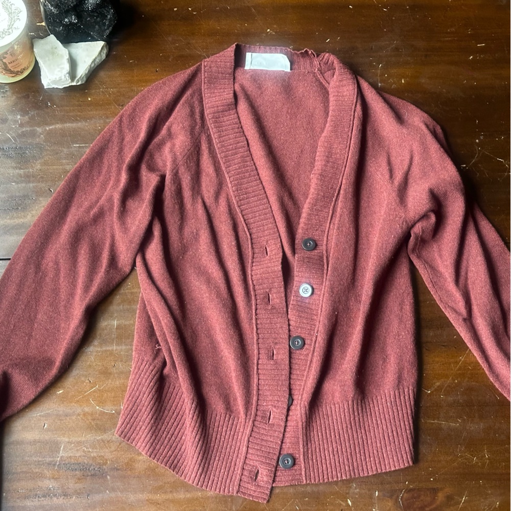 Everlane Brown Cardigan Sweater Ribbed Knit Long Sleeves
